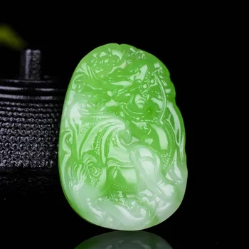 Alb Natural Green Dragon Jad Pandantiv Colier Margele Chinez Sculptat Manual Farmec Jadeit Bijuterii De Moda Amuleta Bărbați Femei Cadouri