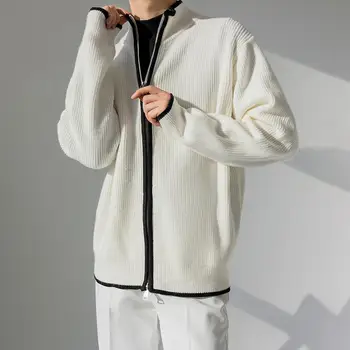 Casual Trendy Anti-psihiatru de Iarnă Pulover Haina Cardigan Pulover Strat Solid de Culoare de Îmbrăcăminte de sex Masculin