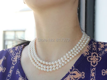Nunta de Top perle Naturale Adevarata perla Șirag de mărgele evidenția Moda 3 Straturi Handmade Coliere Pentru Femei Bijuterii de apă Dulce