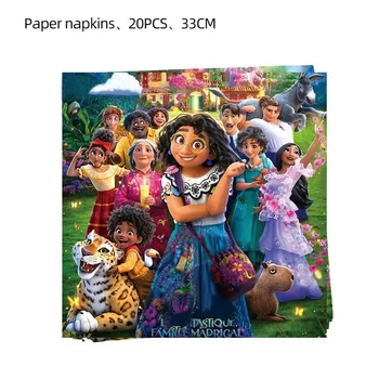 Pentru 20 de persoane Disney Pixar Encanto Ziua de nastere Decoratiuni Petrecere Consumabile Hârtie Cupe Plăci de Paie, Servetele, Tacamuri pentru Copii
