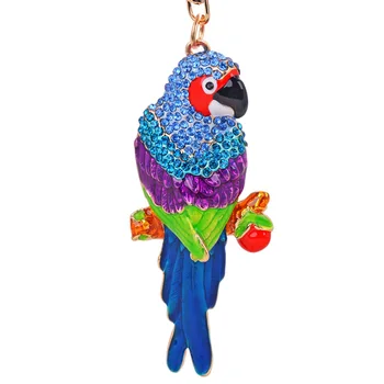 Femei de Moda Drăguț Curcubeu-Papagal-Pasăre Brelocuri Email-Pandantiv Animale Brelocuri de Cristal Copac-suport Cheie de Masina breloc Ornamente