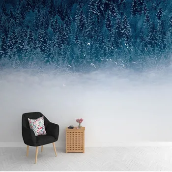 Personalizat Murale 3D Tapet Nordic Minimalist Ceață Pin Păsări de Fundal Tapet de Perete Pictura Murala Decorativa Actele De Pared