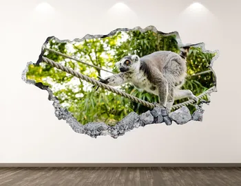 Lemur Perete Decal - Animal 3D Distrus Arta de Perete Autocolant Decor Camera pentru Copii Vinil Acasă Poster Cadou Personalizat KD106