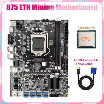 B75 ETH Miniere Placa de baza 8XPCIE Adaptor USB+Random CPU+HD Pentru Cablu VGA LGA1155 MSATA DDR3 B75 USB Miner Placa de baza