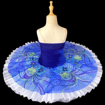 2022 Nou albastru Profesionale Balet Tutu Dress Fată Dans în Costum Copil de Performanță Balerine Tutu Copii Copil Rochie de Carnaval