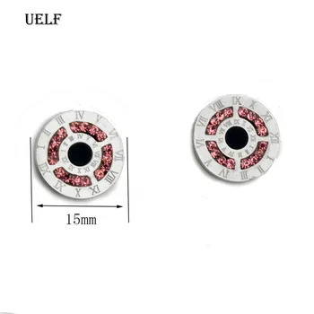 UELF Numeral Roman Plin de Cristal Coliere Cercei Pentru Femeile Petrecere de Nunta din Oțel Inoxidabil Doamna Set de Bijuterii Cutie de Cadou