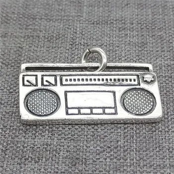 Argint 925 Casetofon Radio Pandantiv cu Inel Deschis pentru Colier