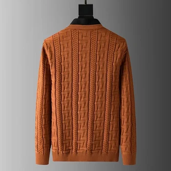 High-end de moda de Lux săgeată design model de fals, două pulovere barbati tricou guler toamna și iarna cald gros pulover tricotate