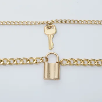 Charm pandantiv colier moda lansarea de noi produse creatoare de moda geometrice de aur sălbatice retro cheie de blocare colier femei