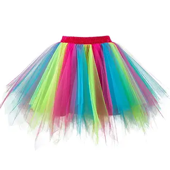 Multi Color Scurte Jupon Tulle Fuste Femei Elastic Elastic Straturi De Vară Pentru Adulți Fusta Tutu Jupon Rockabilly
