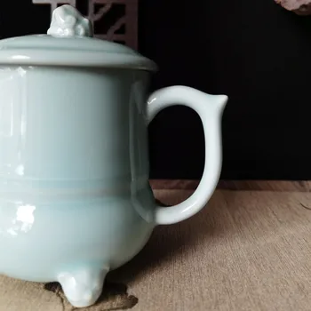 Cana de cafea Ceașcă de ceai cu Capac 17oz Ceașcă de Porțelan, Ceramică Tradițională Chineză Stil Drinkware Celadons cuptor cu Microunde și mașină de spălat Vase în condiții de Siguranță