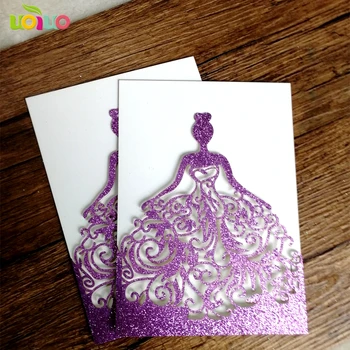 De lux violet invitatii de nunta design delicat noi sclipici hârtie fata are 16 ani ziua de nastere carte de invitație de nuntă