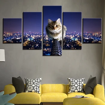 Poza perete Modular Art Decor Acasă 5 Panoul de Pisica Peisaj Living HD Tipărite Moderne, Pictura Pe Panza, Postere, Fara Rama
