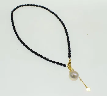 Orez negru pearl alb rotund/luna/monede/drop renăscut keshi pandantiv colier