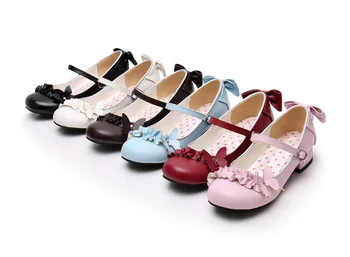 Lolita pantofi de printesa dulce de zi cu zi japoneză mijloc toc dantela vintage bowknot palatul kawaii pantofi cosplay loli pantofi femei