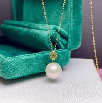 Shilovem 18k aur galben perle Naturale pandantive Bijuterii fine pentru femei la modă de plante nr colier cadou nou 10mm mymz1010555zz