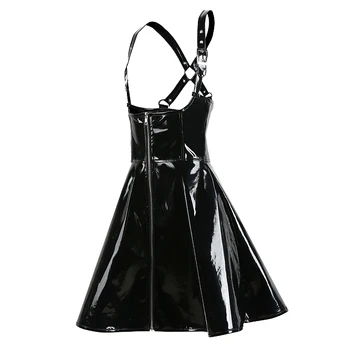 De înaltă Calitate Femei Sexy Negru din PVC cu Fermoar din Latex, Piele Umedă Uite Bodycon Rochie Sexy Clubwear Dans Pol Costum