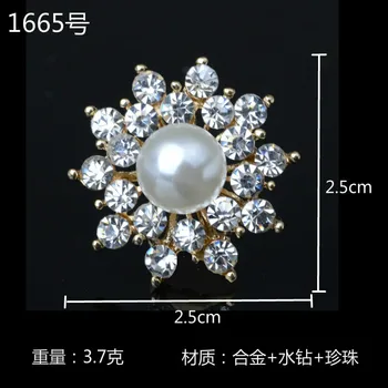 En-gros 20buc 25mm Aliaj de Aur/argint Culoare Cristal Imitație Pearl Floare Farmec pentru Femei Moda Bijuterii Accesorii DIY