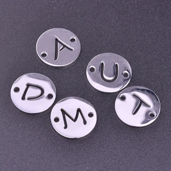 Inițialele din Oțel Inoxidabil 26 Alfabet Două Gaura Pandantive Rotunde Pentru a Face Bijuterii DIY Bratari Bratari Accesorii Farmec 5pcs/Lot