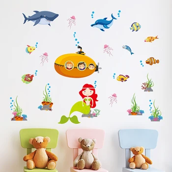 Desen animat Animale Marine Autocolant de Perete pentru Camera Copii Decor de Perete Tapet pentru Copii Dormitor Decorare Camera Copilului Decal Eco-Friendly