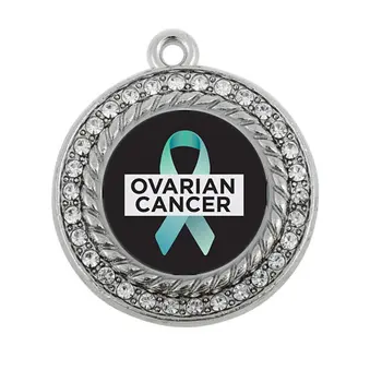Arăta sprijinul dumneavoastră și de a ajuta CANCER OVARIAN PĂTRAT CHARM placate cu argint antic bijuterii