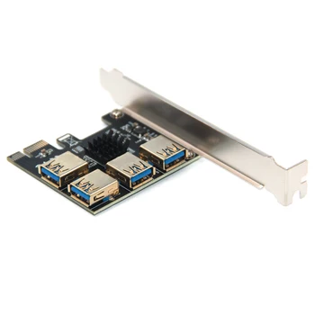 PCIE de la 1 la 4 PCIE Riser Card PCI Express Multiplicator Extern 4 Slot PCI-E Adaptor USB 3.0 PCIe Converter pentru Bitcoin Miner Minier