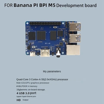 NOU-Pentru Banana Pi BPI M5 Amlogic S905X3 Quad Core 4GB LPDDR4+16GB EMMC Placa de Dezvoltare Cu Case+Ventilator de Răcire+4X radiator