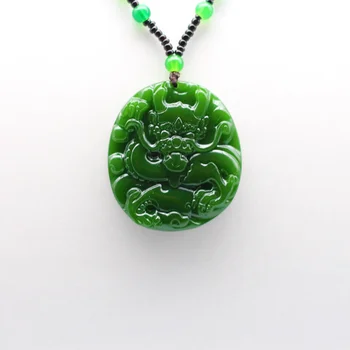 Chineză Verde Natural, Dragonul de Jad Pandantiv Colier Margele de Mână-Sculptate Farmec Jadeit Bijuterii de Moda Amuleta pentru Bărbați Cadouri Norocos