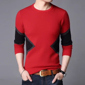 Barbati Designer de Lux de Brand Nou de Moda coreea Tricot Slim Fit Pulover Barbati Pulover Casual, modele Geometrice Jumper Mens Haine