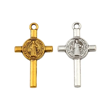 100buc Aliaj Saint Benedict Medalie de Cruce Crucifix Farmece Pandantive Pentru a Face Bijuterii Brățară Colier DIY Accesorii