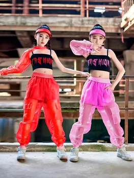 Dans Hip-Hop Costume Copii Jazz Haine Verzi Singur Cu Mâneci Trunchiate Topuri Plasă De Pantaloni Fete Rave Performanță Costume De Stradă