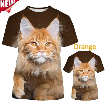 Cuplu De Moda Tricou Pisica Drăguț Imprimate Tricouri Casual Animal Maneci Scurte Topuri