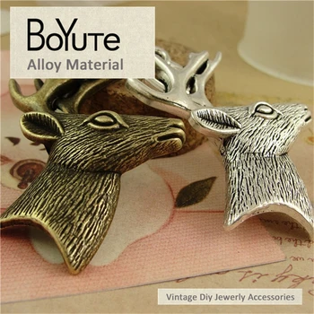 BoYuTe (10 Bucati/Lot) 40*58MM Bronz Antic Argint Placat cu Aliaj de Zinc Cap de Cerb de Moda Farmece Pandantiv Bijuterii Diy Makings