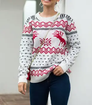 2022 Noi Fulg de nea Cafeniu Jacard cu Maneca Lunga Pulover pentru Femei de Moda Casual, Pulovere Tricotate Bluze de Toamna Wonter Haine groase