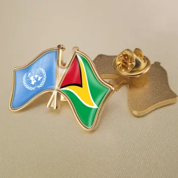 Organizației Națiunilor unite și Guyana Trecut Dublu Prietenie Steaguri Brosa Insigne, Ace de Rever