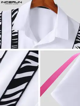 Stil American New Bărbați Moda Împletit Bluza Casual Model Zebra Chingi cu mânecă Scurtă Rever Tricouri S-5XL INCERUN Topuri 2022