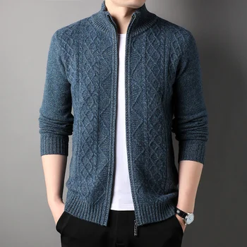 Trend marca de Lux Produse de Toamna Iarna 2023 Bărbați Pulover Tricotate de Înaltă Calitate din Bumbac Wool V-Neck cu Fermoar Moda Pulover