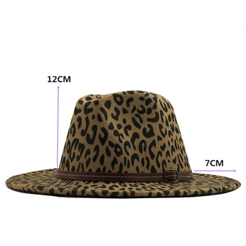 NOUA Moda de iarnă Leopard de Imprimare de Jazz Pălării Bărbați Femei Vintage Trilby Capac de petrecere a timpului Liber Mare Refuz Simțit Pălărie Panama