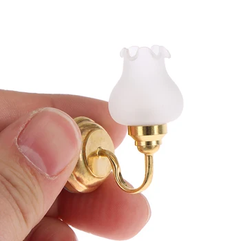 1 buc 1/12 Scară Păpuși Accesorii LED-uri în Miniatură Tranșee de Perete Lampa cu Baterie Cu Comutator ON/OFF