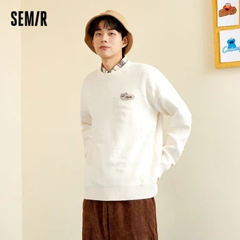 Semir Pulover Bărbați De Iarnă 2022 Nou Pulover Tricotate Stil Moda Coreeană Versiunea Picătură De Umăr Simplu Pulover Tricot Om De Desene Animate De Sus