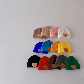 URI de Moda pentru Copii Palarie pentru Baieti Knit Beanie Baby pentru Copii Șapcă de Copii Pălării pentru Fete coreene Copil Capota Urs Drăguț Capac