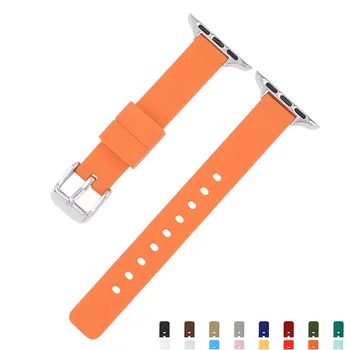 BEAFIRY Watchband pentru Apple Watch Band 40mm 44mm 38mm 42mm Curea de Cauciuc Silicon pentru iwatch 6 5 4 3 2 1 pentru Femei Maro-Negru