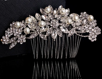 2018 Nou Placat cu Argint Crystal Pearl Pieptene Mireasa Nunta Coroana de Mireasa Superba Pălării de Nunta Concurs de Petrecere EE9001
