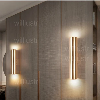Modernă cu LED-uri lampă de perete din aluminiu tranșee de perete metal design de iluminat lămpile de șampanie aur lumina de tub pipe minimalism lux lumini