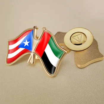 Puerto Rico și Emiratele Arabe Unite au Traversat Dublu Prietenie Steaguri insigne, Brosa Insigne