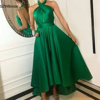 New Sosire Satin Verde rochii de Bal Vestidos O-Linie Halat de serată Ieftine rochie de Bal fara Spate abendkleider
