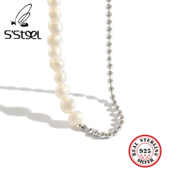 S ' STEEL Argint 925 Coliere Declarație Colier de Perle Kolye Bayan Regalos Para Mujer Bijoux Collier Femme Perle Bijuterii