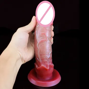 Moale Dublu Strat Lichid de Silicon Realiste Mare Dildo cu ventuza Adevărată Senzație de Piele Penis Urias Erotic Jucarii Sexuale pentru Femei
