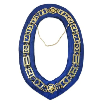 Masonice maestru Mason lanț guler Masonice Regalia Cavalerii Templieri Metal Lanț de Aur Guler Albastru Bass