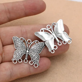 2 buc Placate cu Argint Antic Butterfly Farmece Pandantive Bijuterii Brățară Constatările Meserii Accesorii 33x28mm